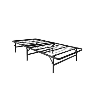 Modern Black Metal Single Size Wrought Iron Bed Frame with Foldable Design and Storage