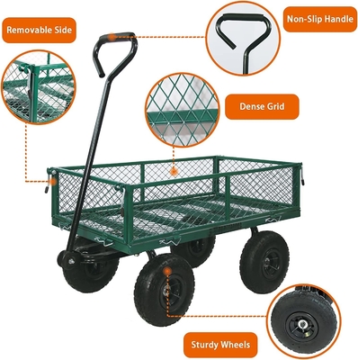 Four-wheel Heavy Duty Folding Garden Cleaning Wagon Cart with 500LBS Maximum Capacity
