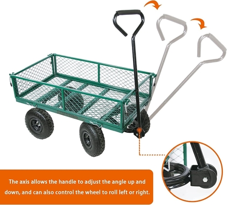 Four-wheel Heavy Duty Folding Garden Cleaning Wagon Cart with 500LBS Maximum Capacity