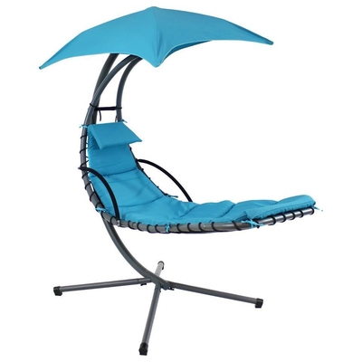 Customized Color Hanging Chaise Lounger Chair with Canopy and 260KGS Weight Capacity