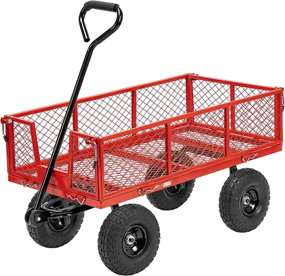 Metal Heavy Duty Folding Steel Outdoor Beach Mesh Wagon for Garden Tools 500LBS Capacity