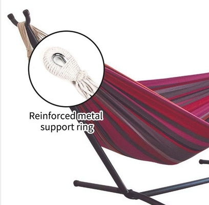 Stylish and Comfortable Elegant Tropical Stripe Double Hammock with Steel Stand Combo