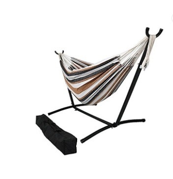 Stylish and Comfortable Elegant Tropical Stripe Double Hammock with Steel Stand Combo