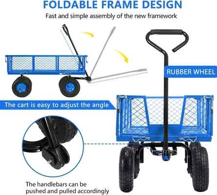 Portable Green Metal Gardening Trolley Heavy Duty and Easy to Maneuver