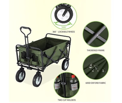 Collapsible Iron Wagon for Outdoor Camping and Trolley Needs Holds up to 300LBS