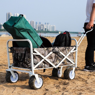 Qingdao Port Heavy-Duty Iron Frame Fabric Camping Trolley Folding Wagon