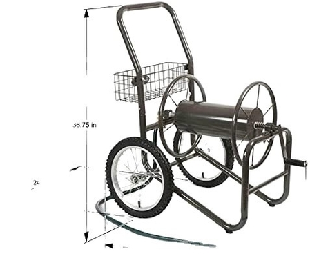 Outdoor Iron Watering Hose Reel Cart for Yard Planting and Watering in the Garden