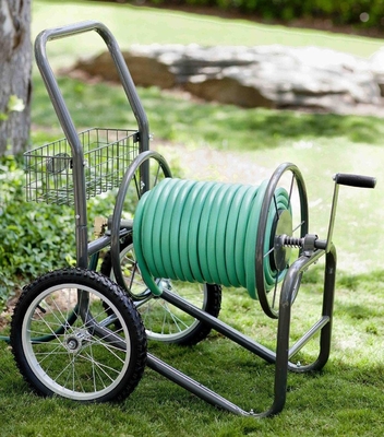 Outdoor Iron Watering Hose Reel Cart for Yard Planting and Watering in the Garden