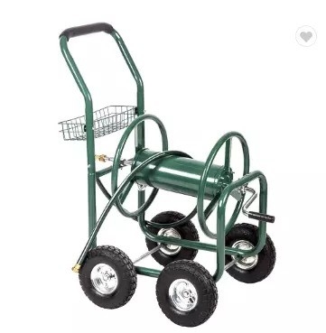 Green Portable Garden Yard Water Planting Hose Reel Cart for Strong and Sturdy Design