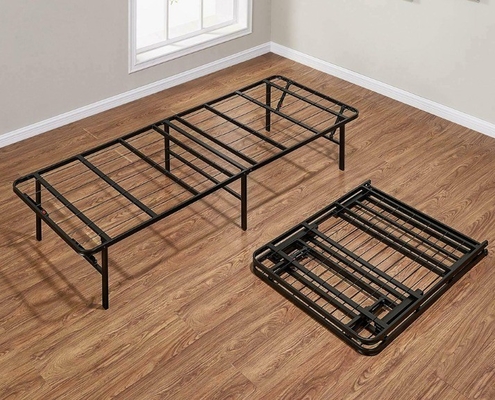 Single Folding Queen Frame for Bedroom Furniture Black Metal Design in Modern Style