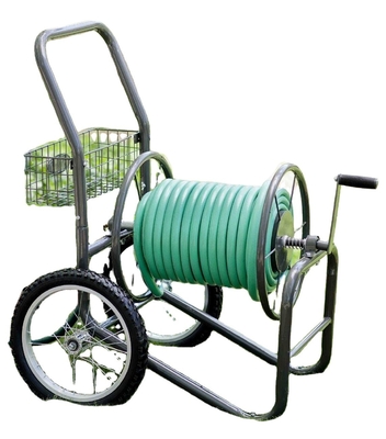 Green Heavy Duty Planting Yard Garden Water Hose Reel Cart With On Wheels Weight Capacity 500KGS