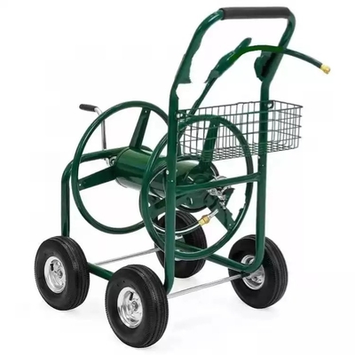 Green Heavy Duty Planting Yard Garden Water Hose Reel Cart With On Wheels Weight Capacity 500KGS