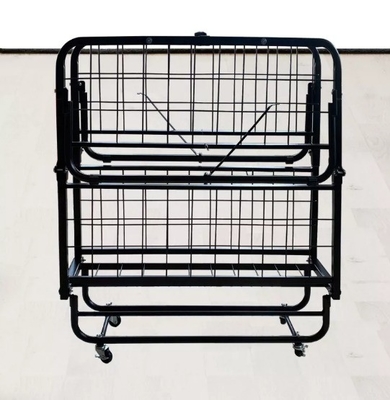 Home or Hotel Bedroom Foldable Iron Bed Frame with Mattress Modern Metal Rollaway