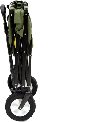Iron Collapsible Folding Outdoor Utility Wagon with Wheel Brakes and 2 Cup Holders