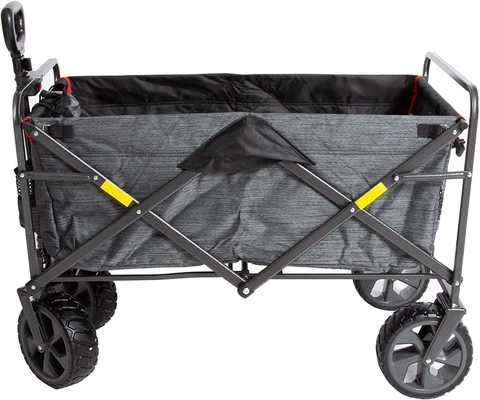 Iron Collapsible Folding Outdoor Utility Wagon with Wheel Brakes and 2 Cup Holders