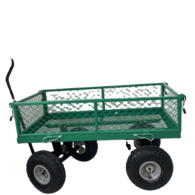 Green Heavy Duty Lawn Garden Yard Trolley Wagon Cart for Qingdao Port Loading