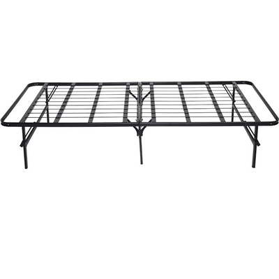 Black Metal Foldable Boxspring Set Room Folding Bed Frame For Hotel