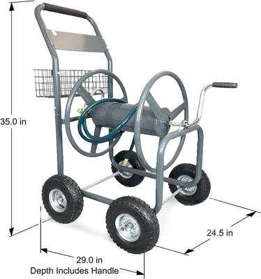 Sturdy and Durable Wheeled Water Hose Reel Storage Cart Dimension L x W x H 60*102*42.5