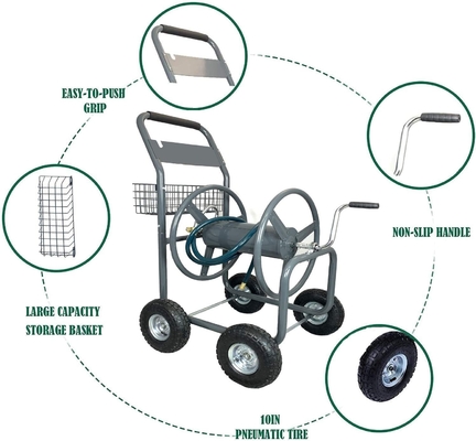 Sturdy and Durable Wheeled Water Hose Reel Storage Cart Dimension L x W x H 60*102*42.5