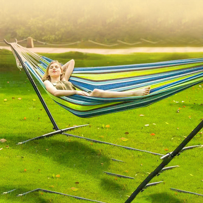Hammock Stand Folding Camping Double Hammock Outdoor Swing Bed with Storage Carry Bag