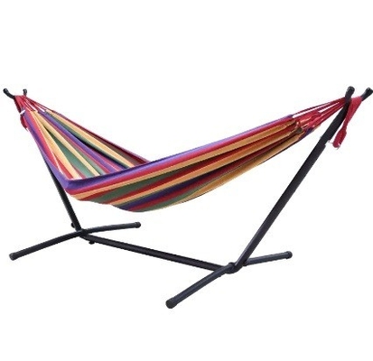 Hammock Stand Folding Camping Double Hammock Outdoor Swing Bed with Storage Carry Bag
