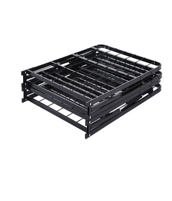 Hotel Double Bed Base with Queen Size Folding Steel Frame and Soft Mattress Base Black