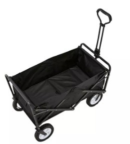 Four-wheel Garden Black Sports Extended Wagon Iron Frame and Easy Maneuverability