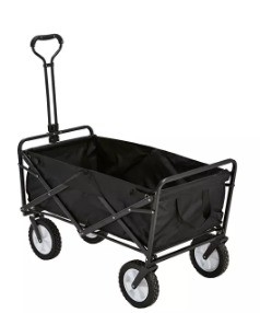 Four-wheel Garden Black Sports Extended Wagon Iron Frame and Easy Maneuverability