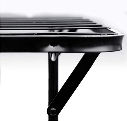 Hotel Double Bed Base with Queen Size Folding Steel Frame and Soft Mattress Base Black
