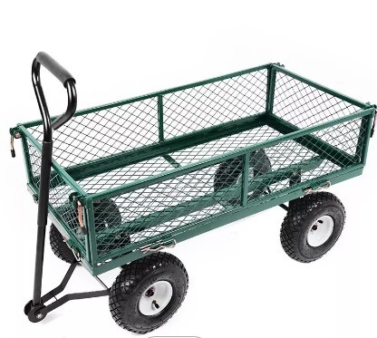 Convenient Portable Steel Mesh Yard Garden Jumbo Crate Wagon for Heavy Duty Tasks