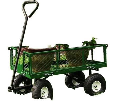 Convenient Portable Steel Mesh Yard Garden Jumbo Crate Wagon for Heavy Duty Tasks