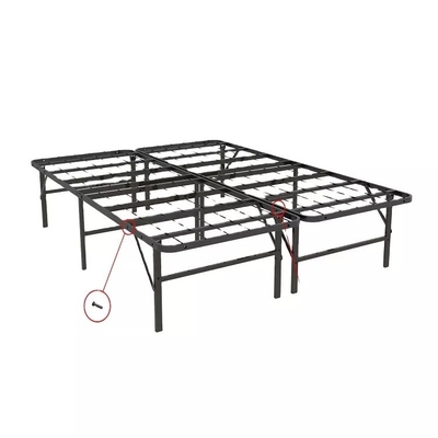 Queen Size Black Metal Double Folding Bed Frame with Storage Space Hotel Room Essential