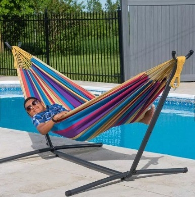 300LBS Capacity Portable Free Standing Double Hammock Stand with Modern Design Style