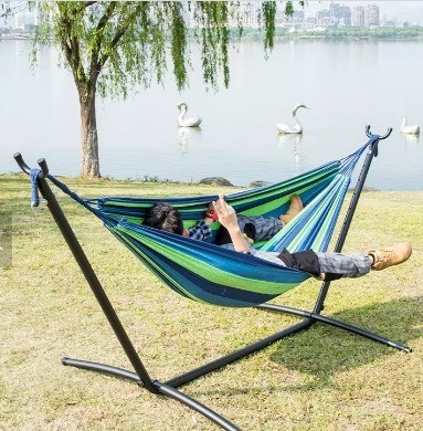 260KGS Weight Capacity Macrame Hammock With Stand Easy Collapsible Fast Turnaround
