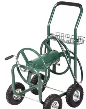 Green Portable Hose Reel Cart for Convenient Outdoor Gardening 60*102*42.5 Dimensions