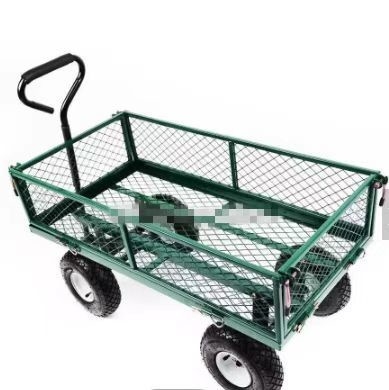 Four-wheel Utility Wagon Yard Garden Dump Lawn Cart With Beach Wheels And Hand Pull Trolley