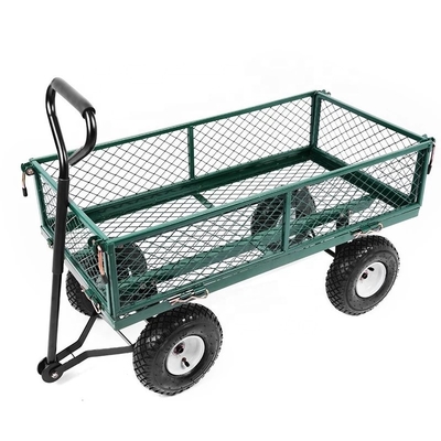 Four-wheel Utility Wagon Yard Garden Dump Lawn Cart With Beach Wheels And Hand Pull Trolley
