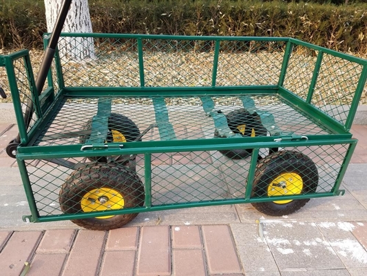 Four-wheel Utility Wagon Yard Garden Dump Lawn Cart With Beach Wheels And Hand Pull Trolley
