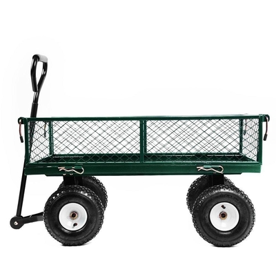 Four-wheel Utility Wagon Yard Garden Dump Lawn Cart With Beach Wheels And Hand Pull Trolley