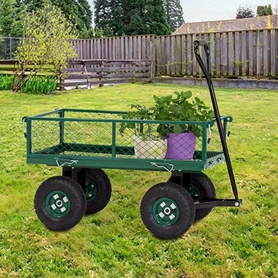 Qingdao Port Loading Lawn Garden Trolley Wagon Cart with Multi-Functional Design