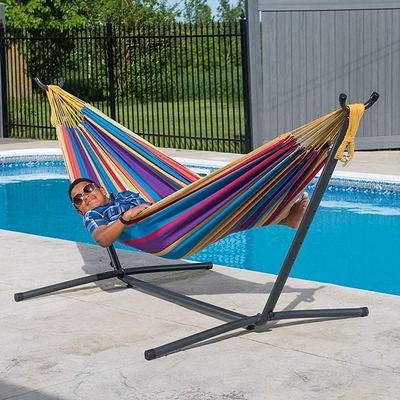 260KGS Weight Capacity Outdoor Indoor Canvas Hammock With Stand for Beach Relaxation