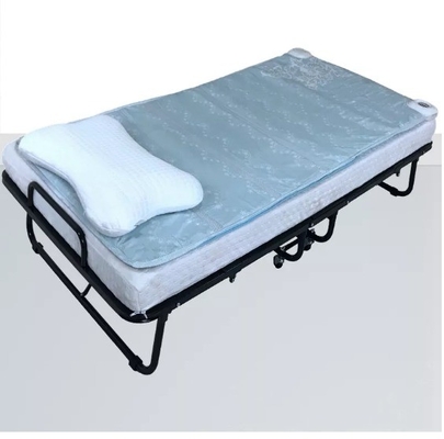 Portable Folding Guest Bed with 5 Inch Memory Foam Mattress and Metal Frame on Wheels
