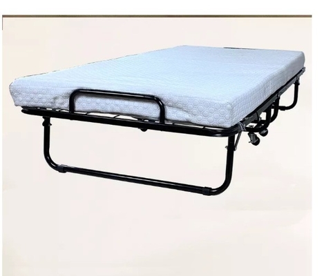Portable Folding Guest Bed with 5 Inch Memory Foam Mattress and Metal Frame on Wheels