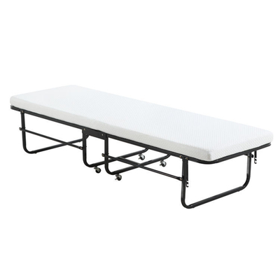 Easy Removal Black Hotel Single Bed Mattress Metal Foundation Folding Bed Frame With Wheels