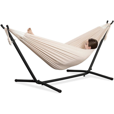 Double Hammock With Space Saving Steel Stand Easy Collapsible And Carrying Case