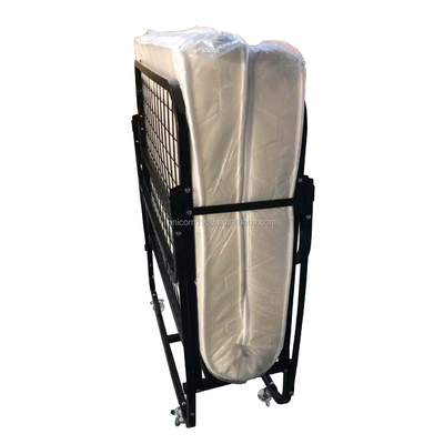 Foldable Light Weight Folding Metal Bed with Wheels for Hotel and Bedroom Easy to Move