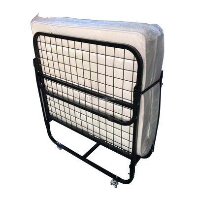 Foldable Light Weight Folding Metal Bed with Wheels for Hotel and Bedroom Easy to Move