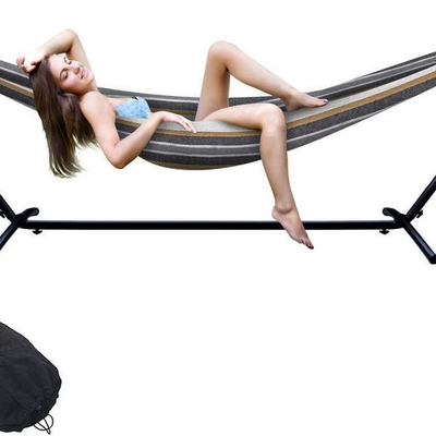 Customized Color Double Hammock With Steel Stand 260KGS Weight Capacity Sturdy Design