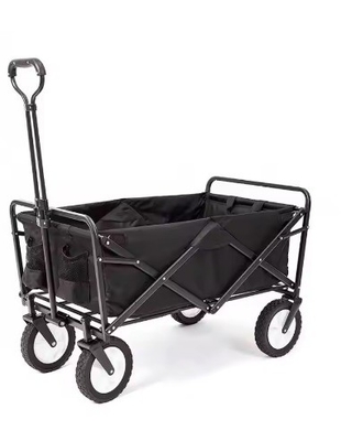 Universal Wheels Adjustable Handle Black Folding Utility Cart for Garden