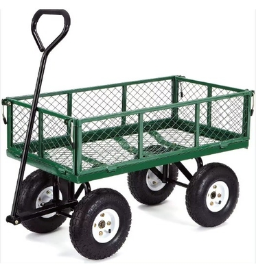 Outdoor 500LBS Stainless Steel Garden Cart With Removable Sides 400-lbs Capacity Green